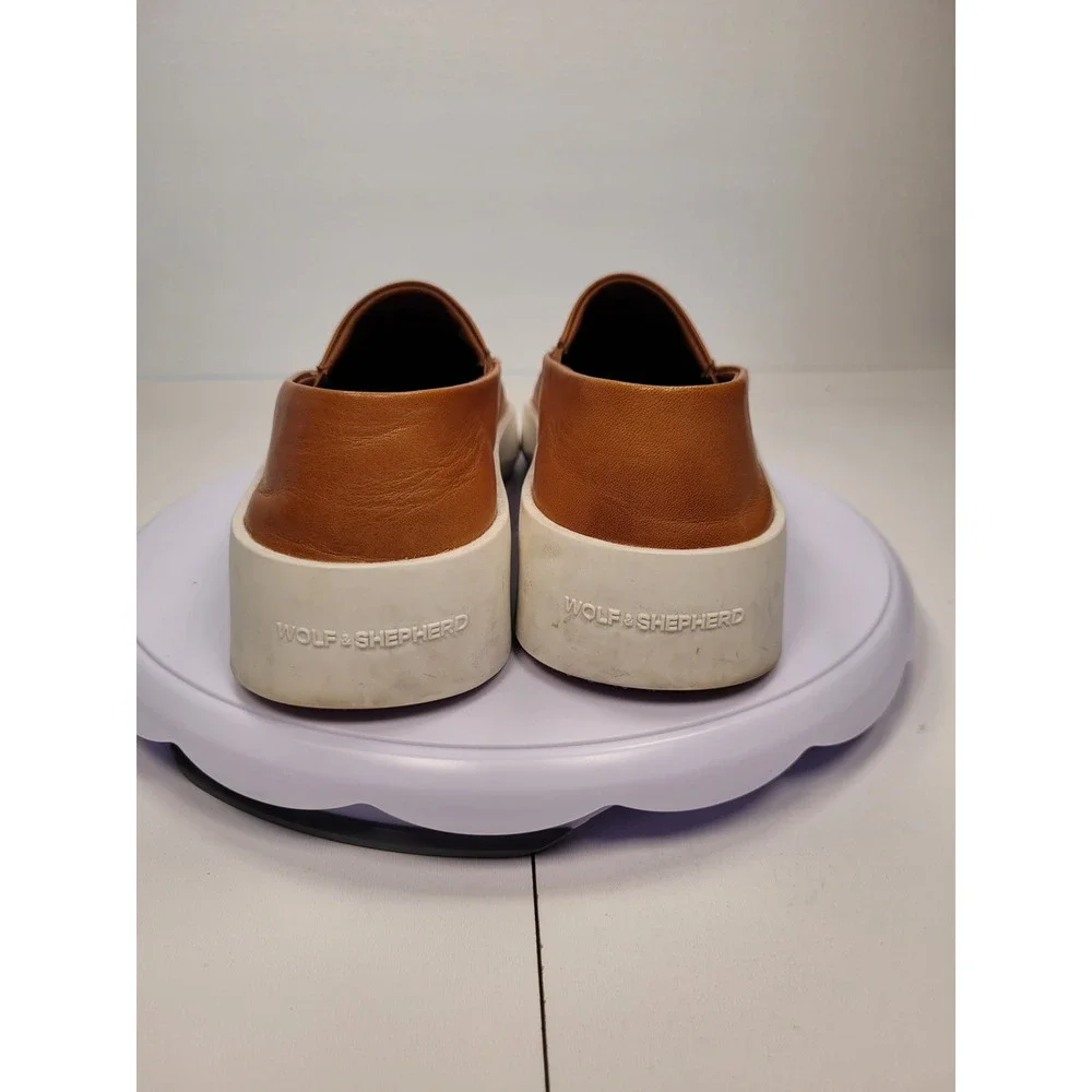 Wolf & Shepherd Cruise Unisex Honey‎ Brown Leather Slip On Sneaker Size 6.5M 8W